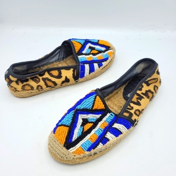 Sam Edelman Lida Espadrilles Beaded Pony Hair Skimmer Leopard Flat Size 7.5 - Picture 14 of 16